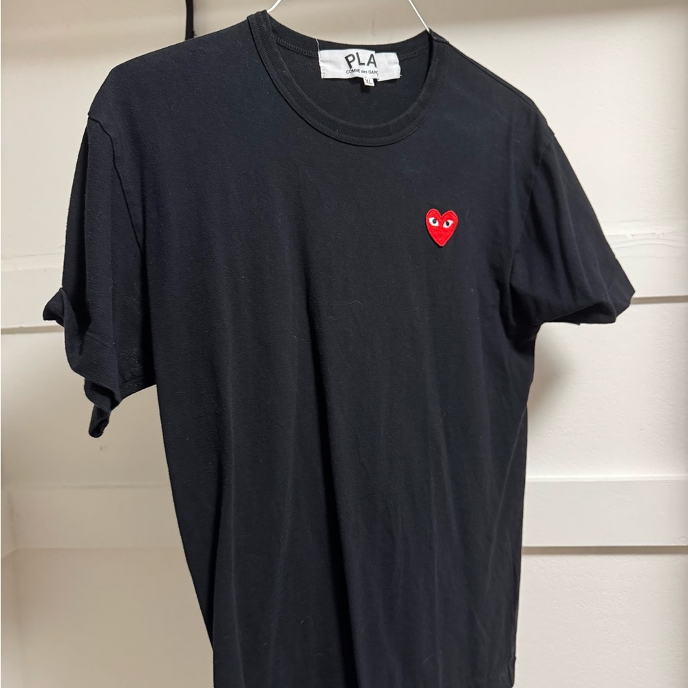 Black T-Shirt with Red Heart Logo